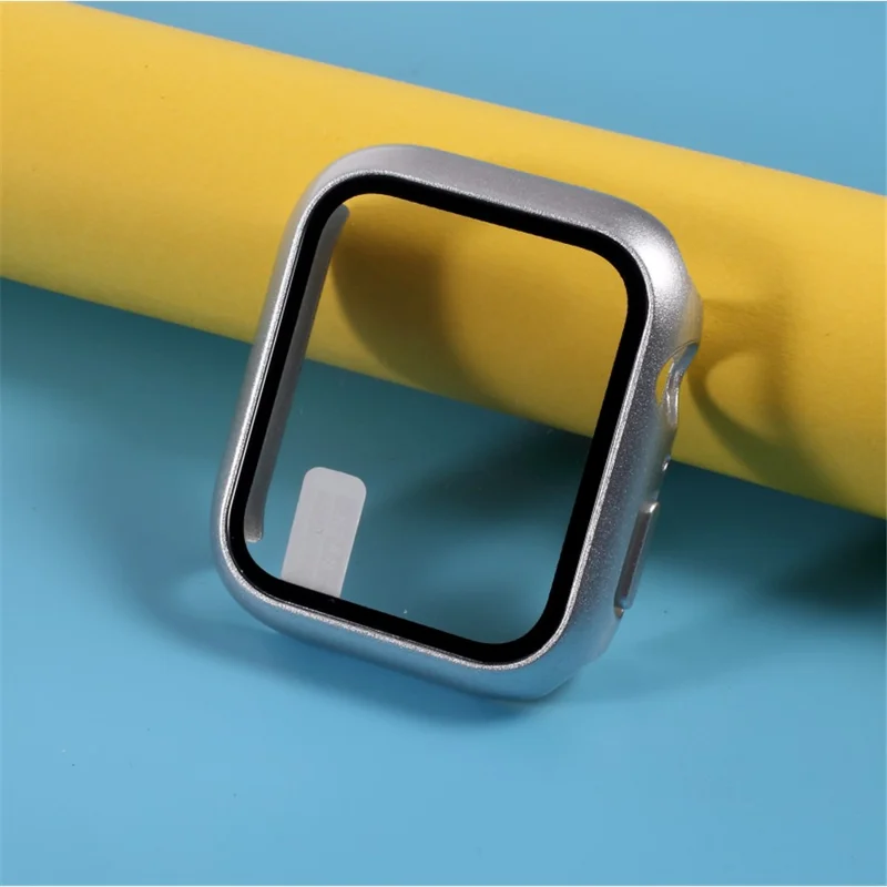 Multiple Colors PC Frame Cover Shell with Glass Screen Protector Film for Apple Watch Series SE3 / SE2 / SE1 /  6 / 5 / 4 44mm - Silver