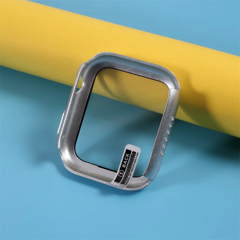 Multiple Colors PC Frame Cover Shell with Glass Screen Protector Film for Apple Watch Series SE3 / SE2 / SE1 /  6 / 5 / 4 44mm - Silver