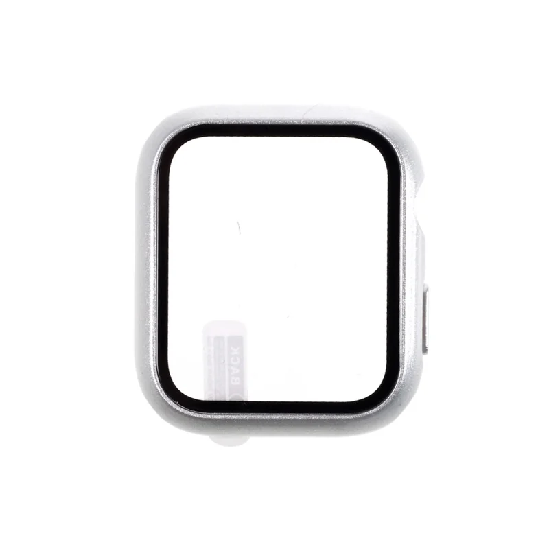 Multiple Colors PC Frame Cover Shell with Glass Screen Protector Film for Apple Watch Series SE3 / SE2 / SE1 /  6 / 5 / 4 44mm - Silver