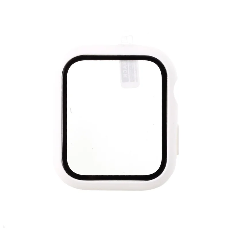 Multiple Colors PC Frame Cover Shell with Glass Screen Protector Film for Apple Watch Series SE3 / SE2 / SE1 /  6 / 5 / 4 44mm - White
