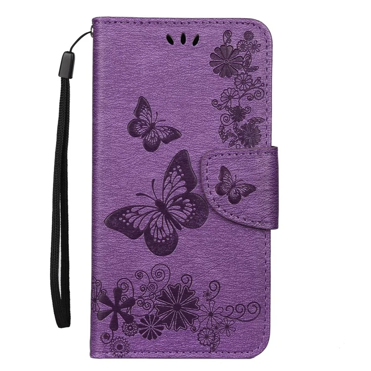 Custodia Per il Portafoglio in Pelle di Fiore di Farfalla Per Iphone 11 Pro 5,8 Pollici (2019) - Viola