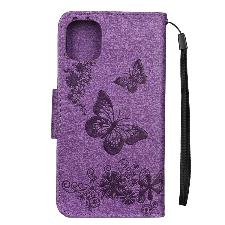 Custodia Per il Portafoglio in Pelle di Fiore di Farfalla Per Iphone 11 Pro 5,8 Pollici (2019) - Viola