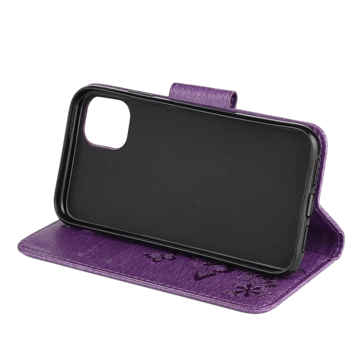 Empreinte Butterfly Flower le Cuir Portefeuille Pour Iphone 11 Pro 5,8 Pouces (2019) - Violet