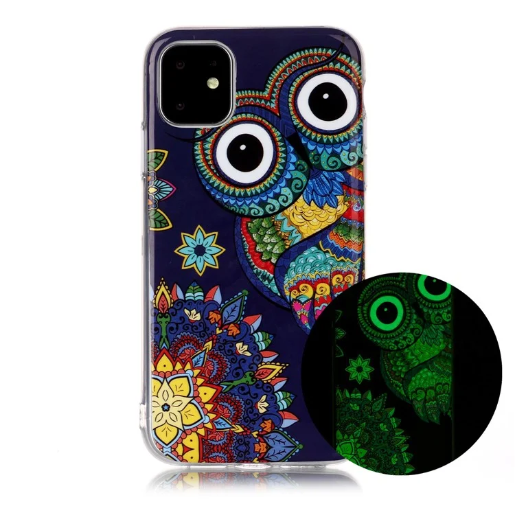 Noctilucent Pattern Printing IMD TPU Back Case for iPhone 11 6.1 inch (2019) - Owl