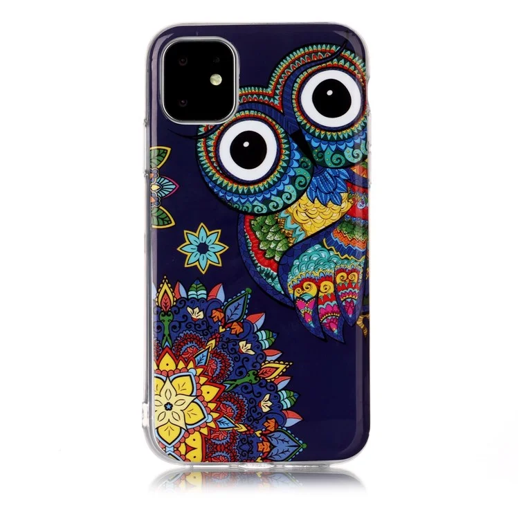Noctilucent Pattern Printing IMD TPU Back Case for iPhone 11 6.1 inch (2019) - Owl