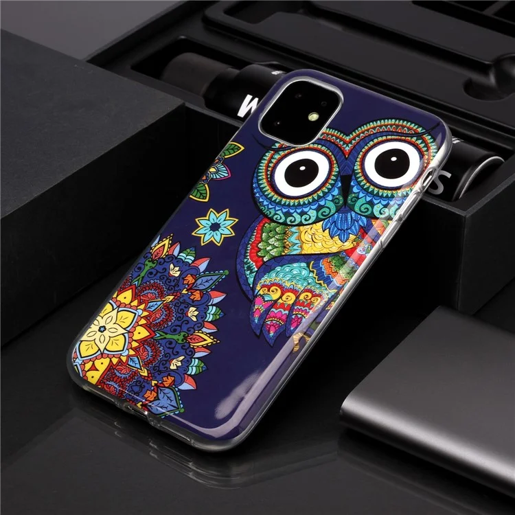 Noctilucent Pattern Printing IMD TPU Back Case for iPhone 11 6.1 inch (2019) - Owl
