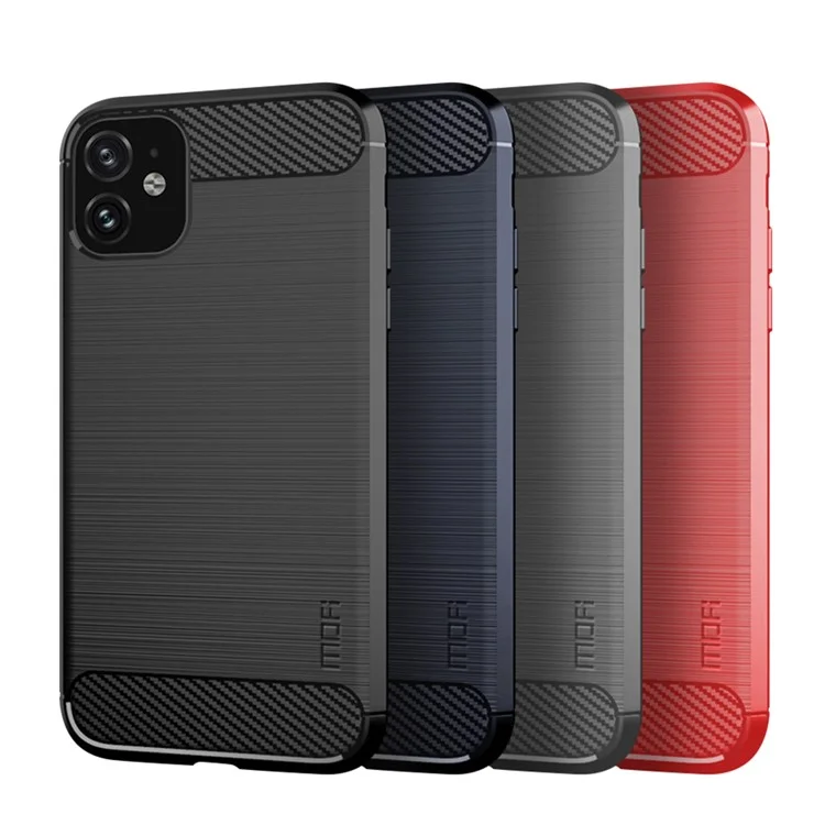 Fibra di Carbonio MOFI Scatole Spazzolata TPU Soft Back Shell Per Iphone 11 6,1 Pollici (2019) - Nero