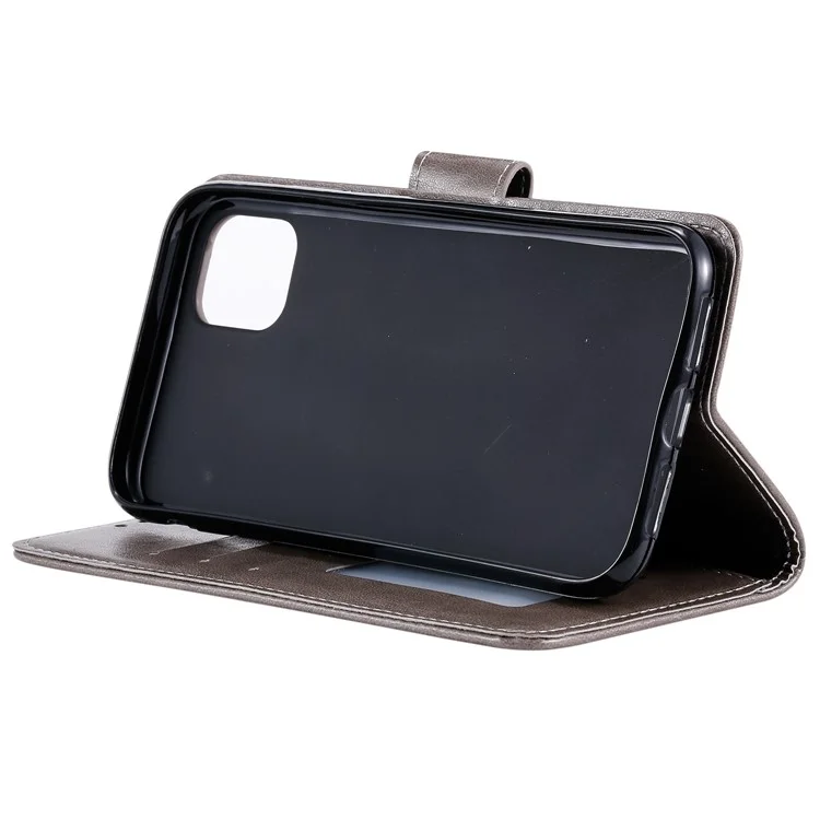 Coque de portefeuille en cuir avec motif mandala imprimé pour iPhone 11 6.1 pouces (2019) - Brun clair