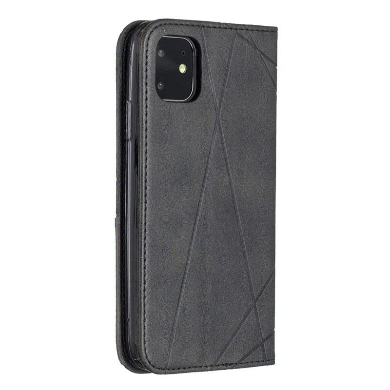 Geometric Pattern Leather Protective Phone Case with Card Slots for iPhone 11 6.1 inch (2019) - Black