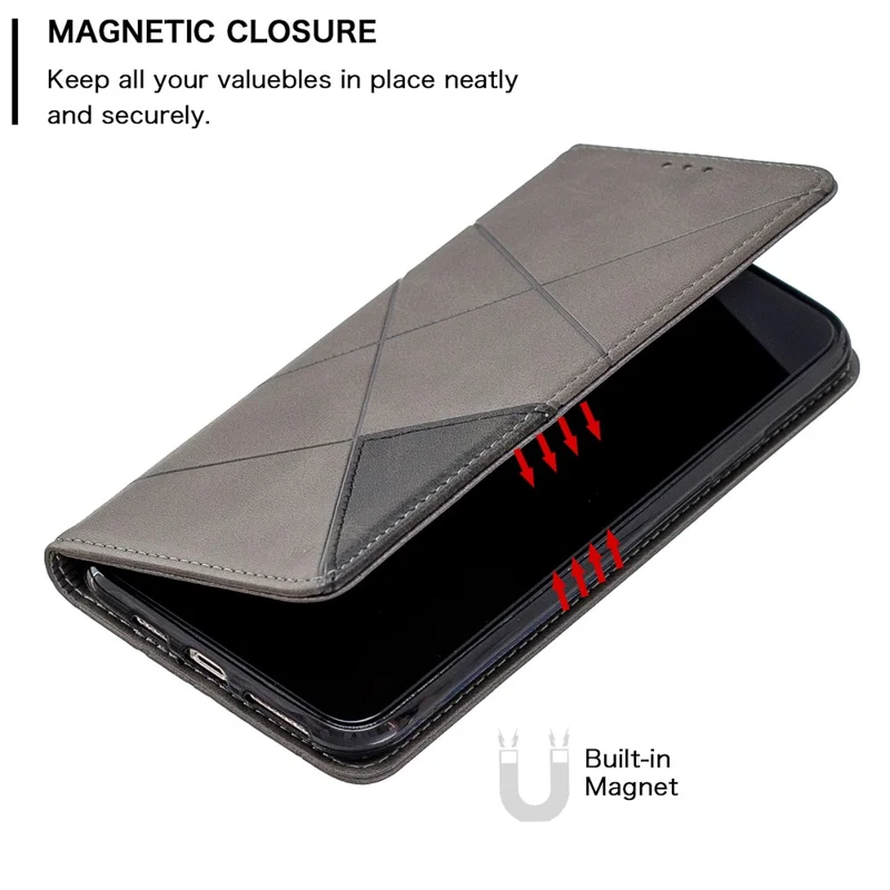 Geometric Pattern Leather Protective Phone Case with Card Slots for iPhone 11 6.1 inch (2019) - Black