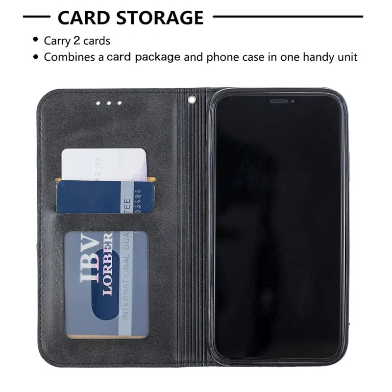 Geometric Pattern Leather Protective Phone Case with Card Slots for iPhone 11 6.1 inch (2019) - Black