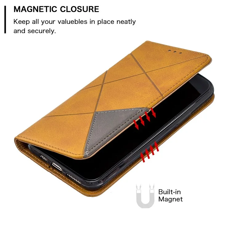 Geometric Pattern Auto-absorbed Card Holder PU Leather Phone Case for iPhone 11 Pro 5.8 inch (2019) - Yellow