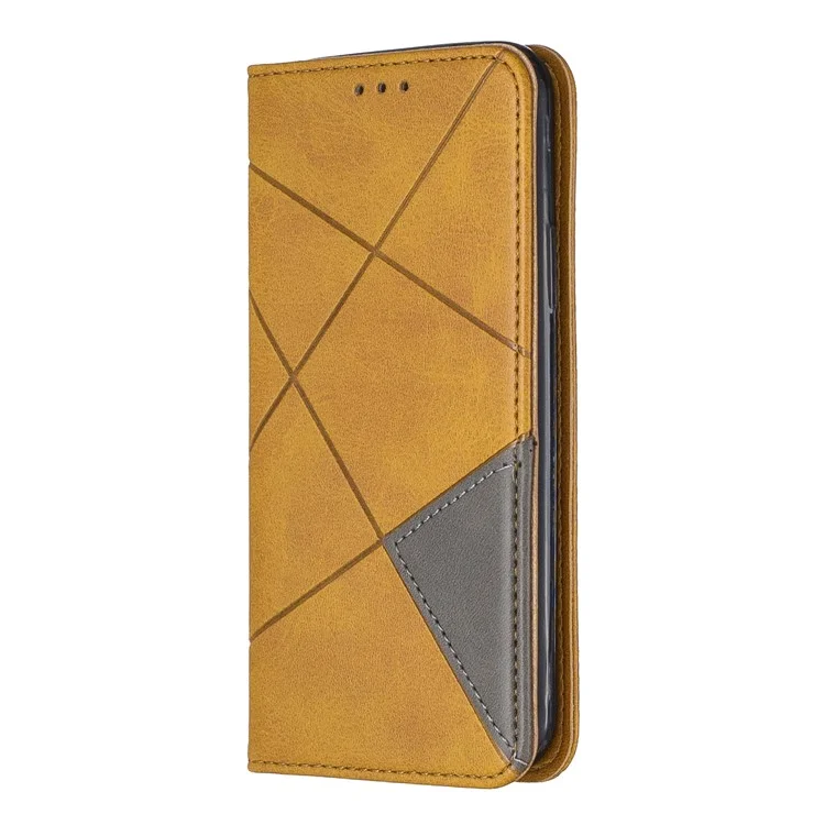 Patrón Geométrico Soporte de Tarjetas Autoabsorbidas PU Case de Teléfono PU Para Iphone 11 Pro 5.8 Pulgadas (2019) - Amarillo