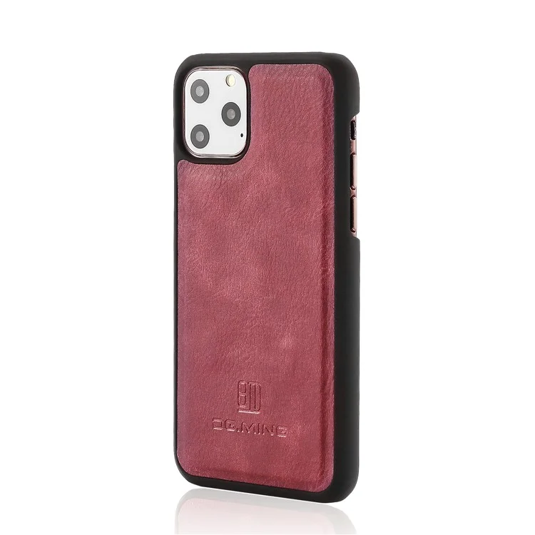 DG.MING For iPhone 11 Pro 5.8 inch (2019) Wallet Phone Case Detachable 2-in-1 Split Leather Protective Cover - Wine Red