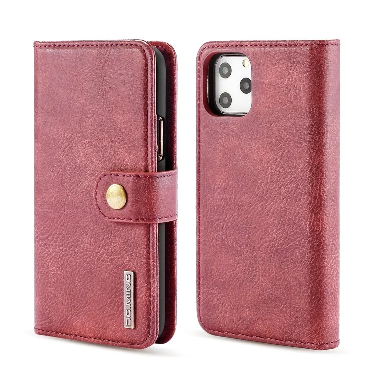 DG.MING For iPhone 11 Pro 5.8 inch (2019) Wallet Phone Case Detachable 2-in-1 Split Leather Protective Cover - Wine Red