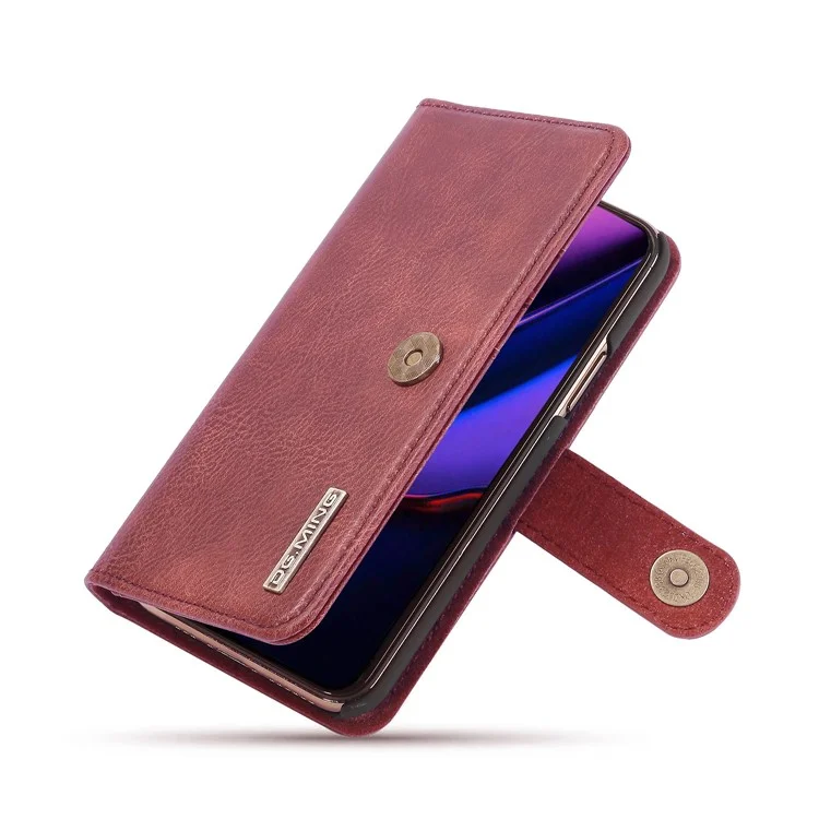 DG.MING For iPhone 11 Pro 5.8 inch (2019) Wallet Phone Case Detachable 2-in-1 Split Leather Protective Cover - Wine Red