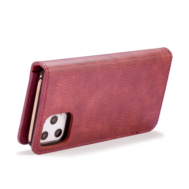 DG.MING For iPhone 11 Pro 5.8 inch (2019) Wallet Phone Case Detachable 2-in-1 Split Leather Protective Cover - Wine Red