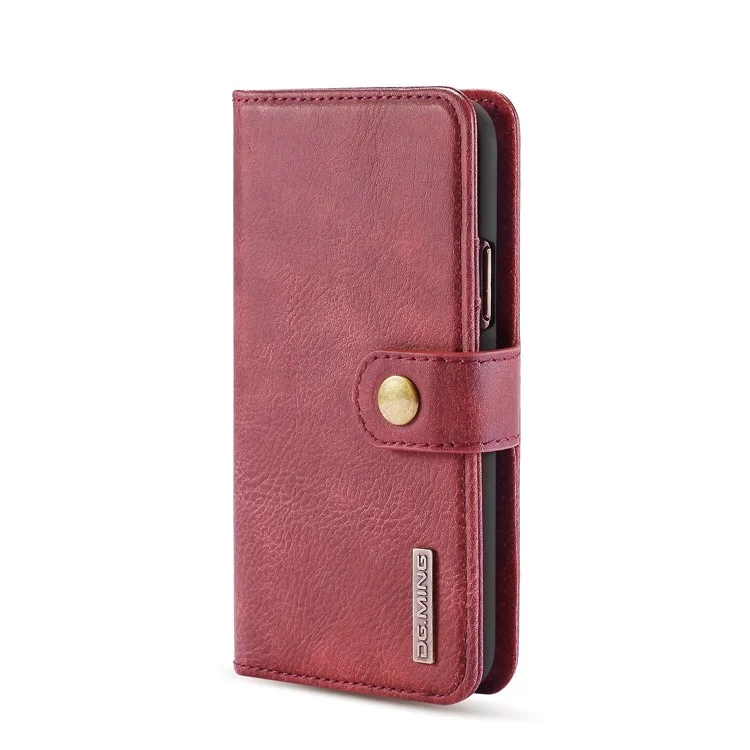 DG.MING For iPhone 11 Pro 5.8 inch (2019) Wallet Phone Case Detachable 2-in-1 Split Leather Protective Cover - Wine Red