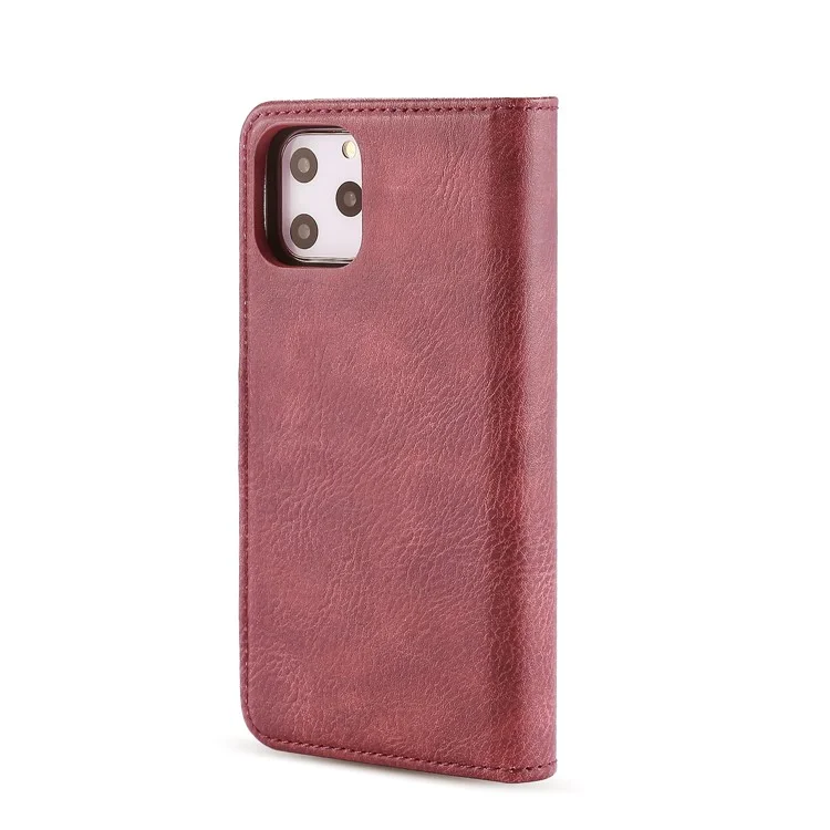 DG.MING For iPhone 11 Pro 5.8 inch (2019) Wallet Phone Case Detachable 2-in-1 Split Leather Protective Cover - Wine Red