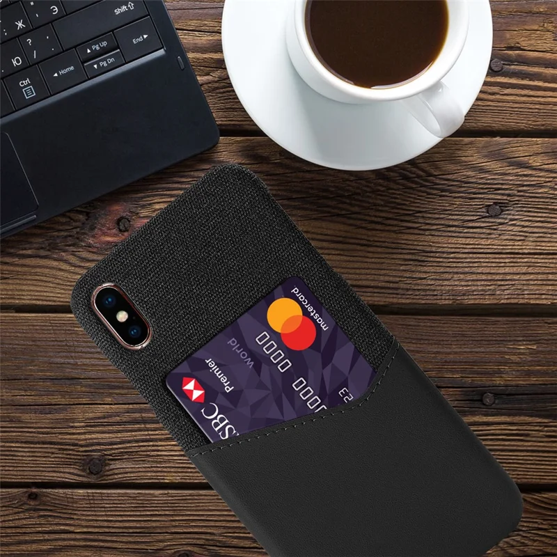 Custodia Per pc Con Rivestimento in Pelle di Spiccamento in Pelle KSQ Con Slot Per Schede Per Iphone XS Max 6,5 Pollici - Nero