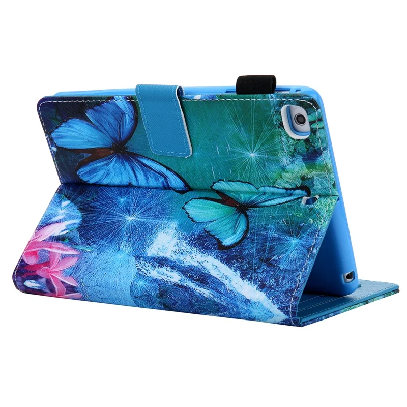 Pattern Printing Leather Stand Tablet Protection Case Cover for iPad mini (2019) 7.9 inch/4/3/2/1 - Blue Butterfly