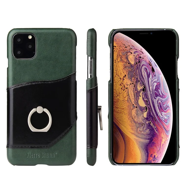 Fierre Shann Kickstand Card Plot Cart Care Coated PC Чехол Для Телефона Для IPhone 11 6.1 Дюймов (2019) - Зеленый