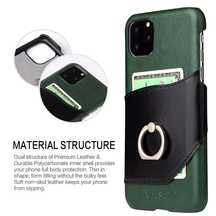 Fierre Shann Kickstand Card Plot Cart Care Coated PC Чехол Для Телефона Для IPhone 11 6.1 Дюймов (2019) - Зеленый
