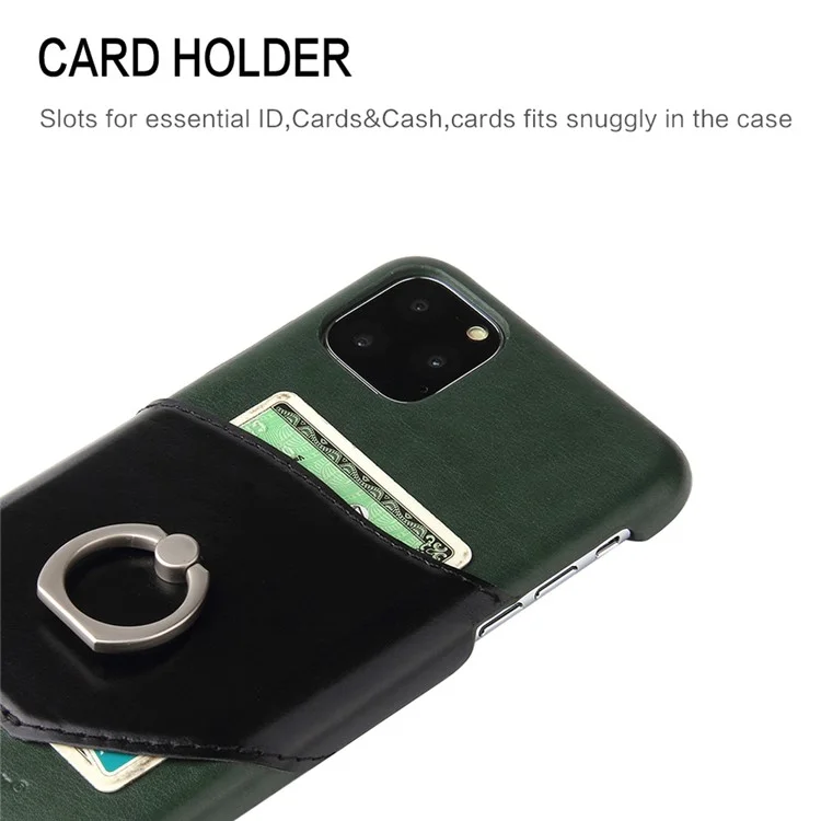 Fierre Shann Kickstand Card Plot Cart Care Coated PC Чехол Для Телефона Для IPhone 11 6.1 Дюймов (2019) - Зеленый