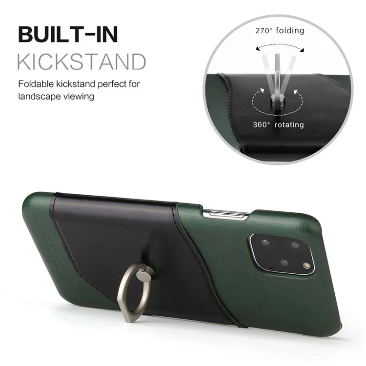 Fierre Shann Kickstand Card Plot Cart Care Coated PC Чехол Для Телефона Для IPhone 11 6.1 Дюймов (2019) - Зеленый
