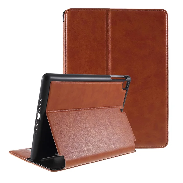 Leather Wallet Stand Pen Slot Shell Tablet Case for iPad mini (2019) 7.9 inch - Brown