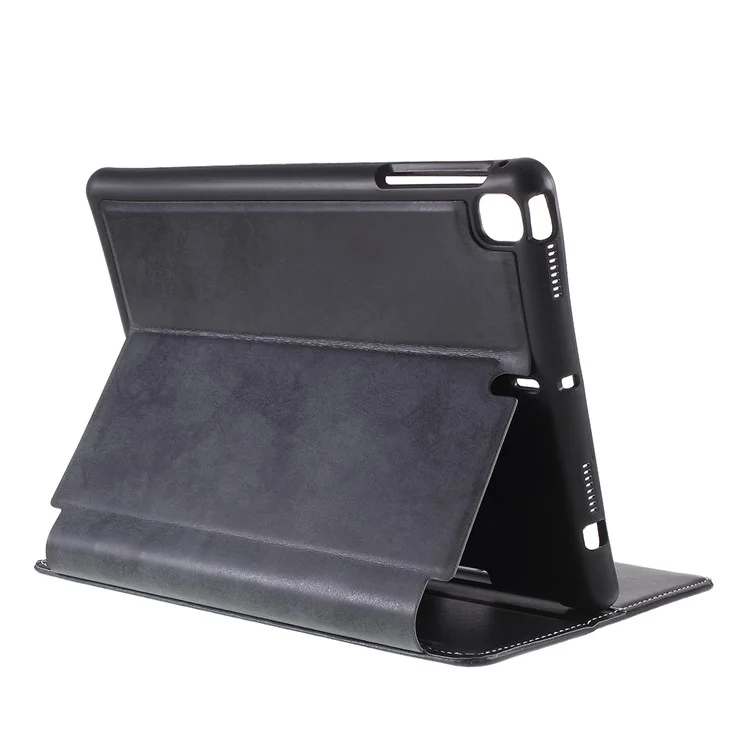 Leather Wallet Stand Pen Slot Shell Tablet Case for iPad mini (2019) 7.9 inch - Dark Grey