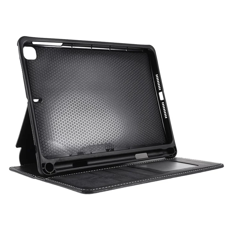 Leather Wallet Stand Pen Slot Shell Tablet Case for iPad mini (2019) 7.9 inch - Dark Grey
