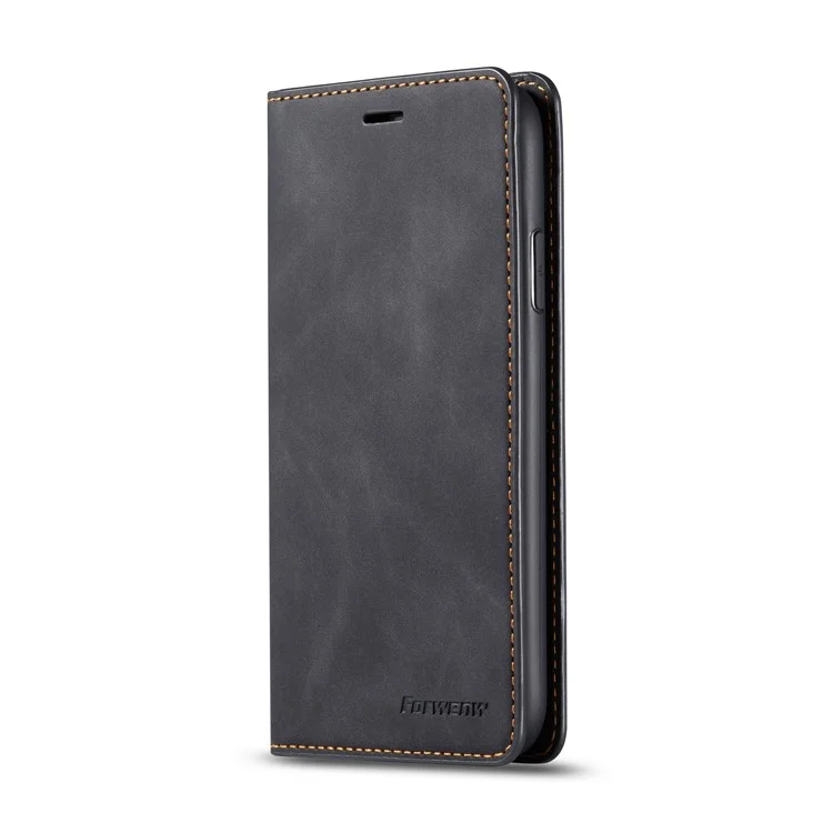 Forwenw Série De Fantasia Silky Touch Wallet Phone Case Com Suporte Para IPhone 11 6.1 Polegadas (2019) - Preto