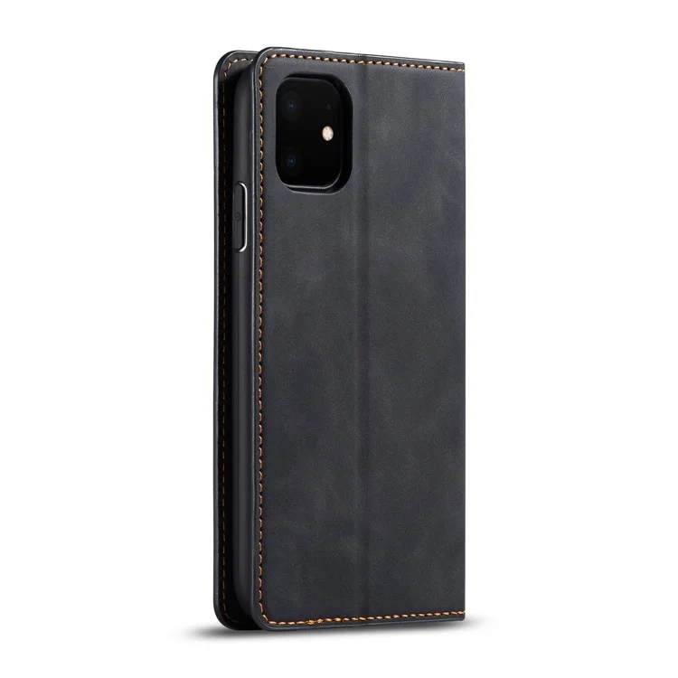 Forwenw Série De Fantasia Silky Touch Wallet Phone Case Com Suporte Para IPhone 11 6.1 Polegadas (2019) - Preto