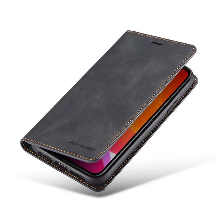 Forwenw Série De Fantasia Silky Touch Wallet Phone Case Com Suporte Para IPhone 11 6.1 Polegadas (2019) - Preto