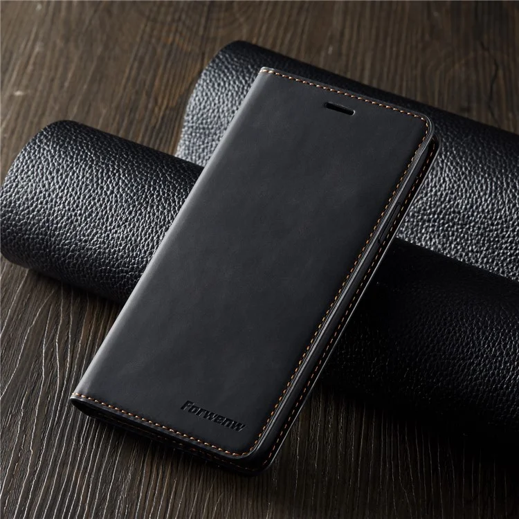 Forwenw Fantasy-Serie Seidiges Touch-Leder-Brieftasche Telefonkasten Mit Ständerabdeckung Für IPhone 11 6,1 Zoll (2019) - Schwarz