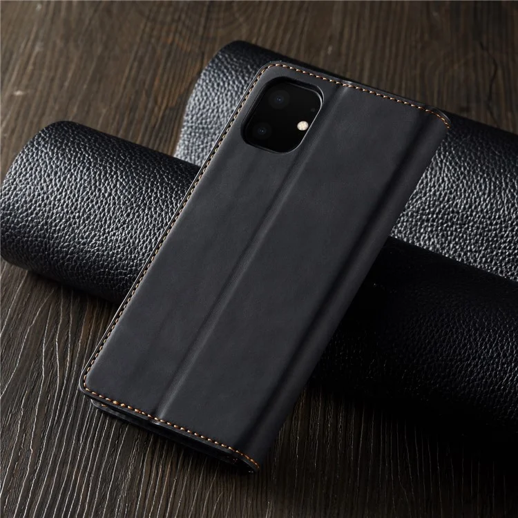 Forwenw Fantasy-Serie Seidiges Touch-Leder-Brieftasche Telefonkasten Mit Ständerabdeckung Für IPhone 11 6,1 Zoll (2019) - Schwarz