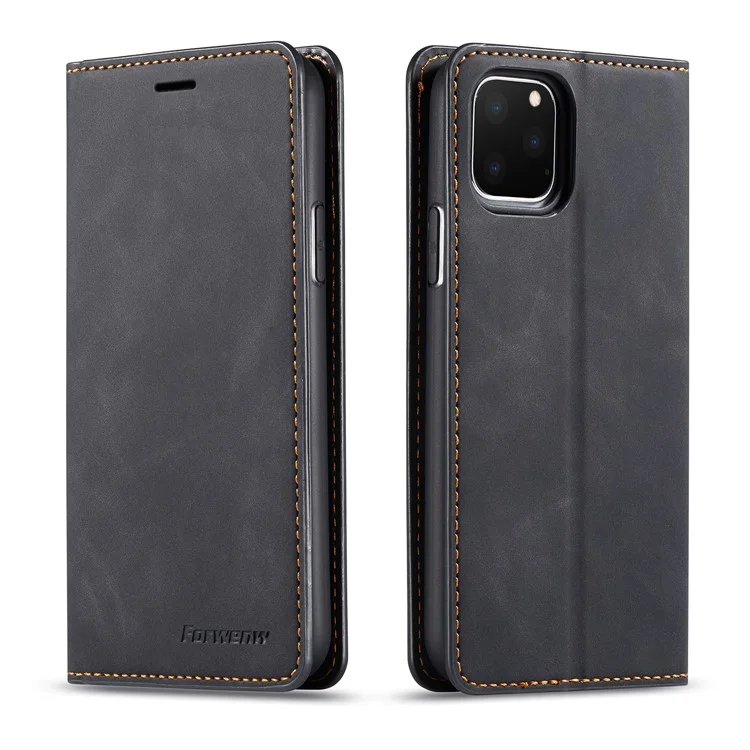 FORWENW Fantasy Series Silky Touch Leather Wallet Case for iApple iPhone 11 Pro Max 6.5 inch (2019) - Black