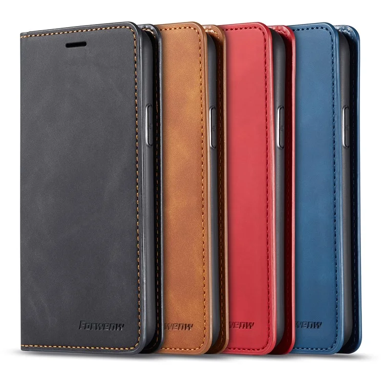 Forwenw Fantasy Series Silky Touch Cartera De Cuero Teléfono Teléfono Funda Para Apple IPhone 11 Pro 5.8 Pulgadas (2019) - Negro