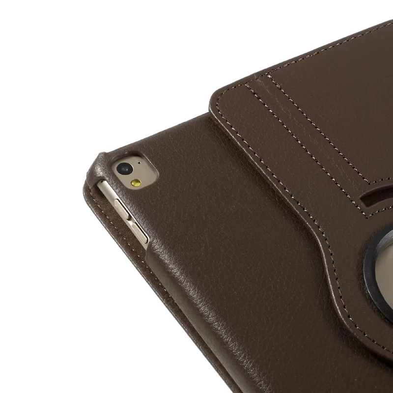 360-degree Rotary Stand Litchi Leather Cover for iPad Pro 9.7 inch - Brown