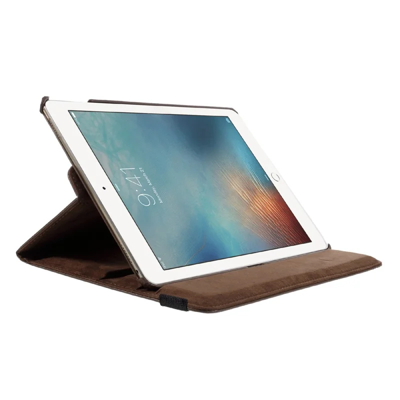 360-degree Rotary Stand Litchi Leather Cover for iPad Pro 9.7 inch - Brown