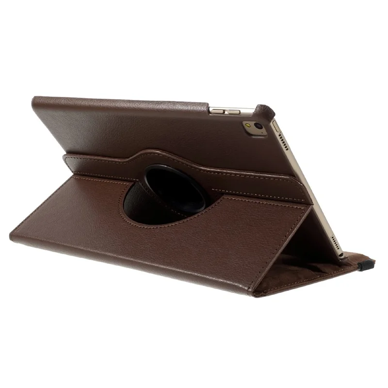 360-degree Rotary Stand Litchi Leather Cover for iPad Pro 9.7 inch - Brown