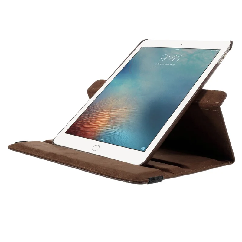 360-degree Rotary Stand Litchi Leather Cover for iPad Pro 9.7 inch - Brown