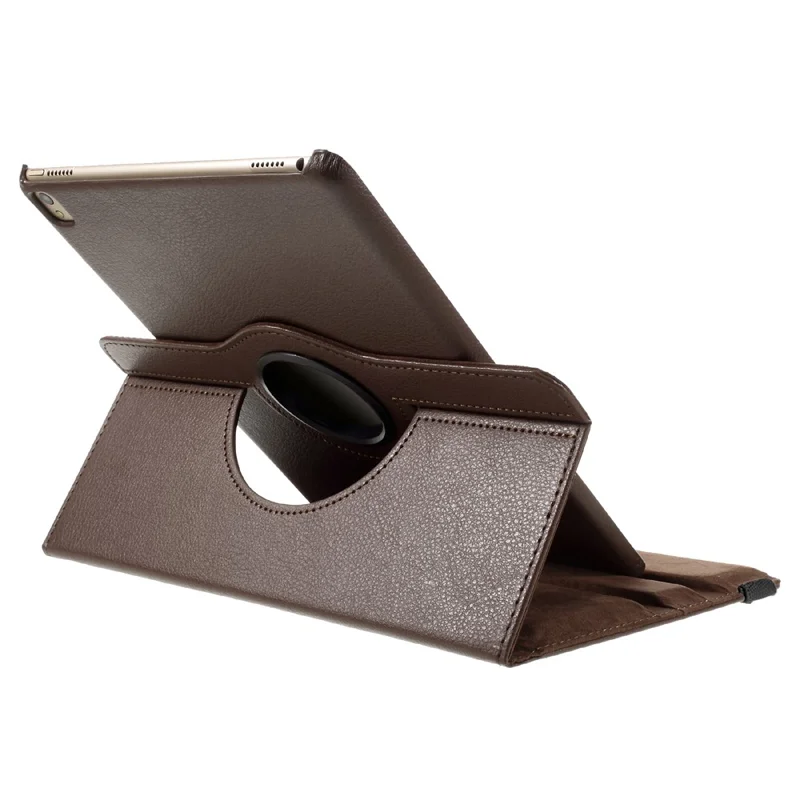 360-degree Rotary Stand Litchi Leather Cover for iPad Pro 9.7 inch - Brown