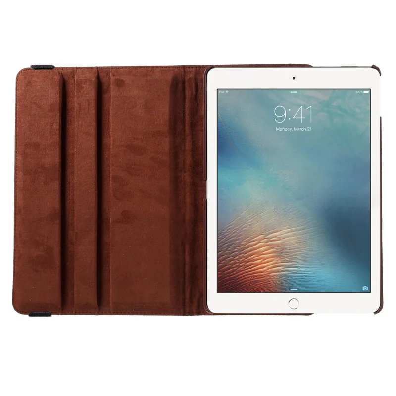 360-degree Rotary Stand Litchi Leather Cover for iPad Pro 9.7 inch - Brown