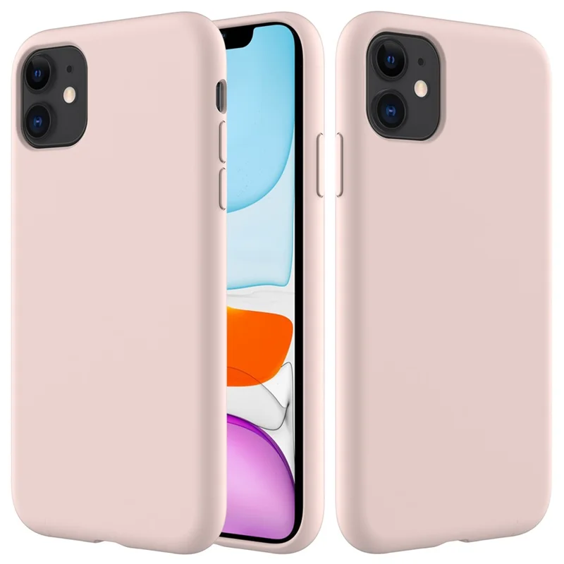 Anti-scratch Soft Liquid Silicone Phone Shell Mobile Phone Bag Case for iPhone 11 6.1 inch (2019) - Pink