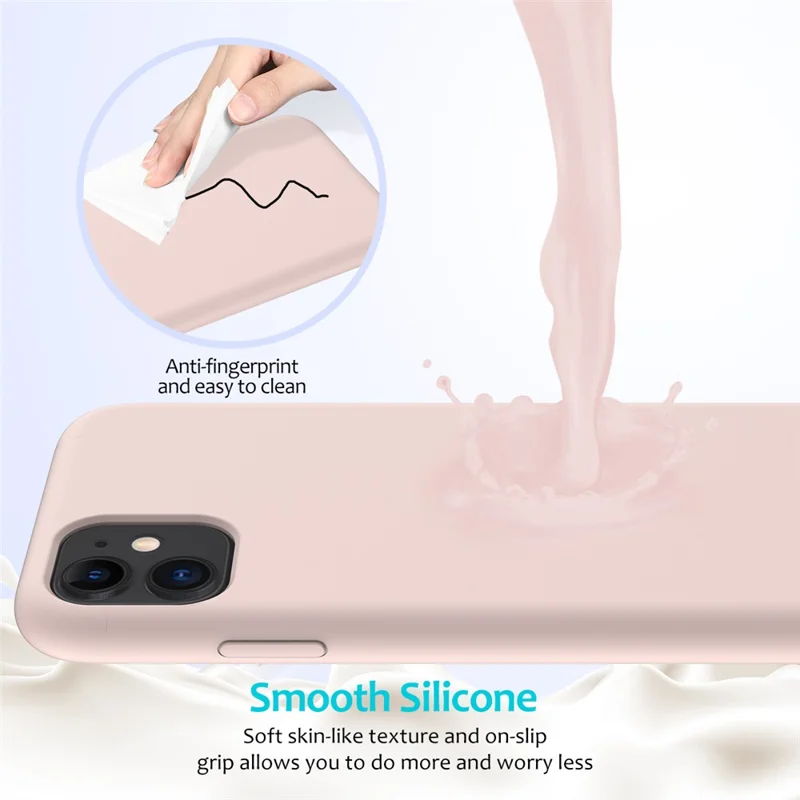 Anti-scratch Soft Liquid Silicone Phone Shell Mobile Phone Bag Case for iPhone 11 6.1 inch (2019) - Pink