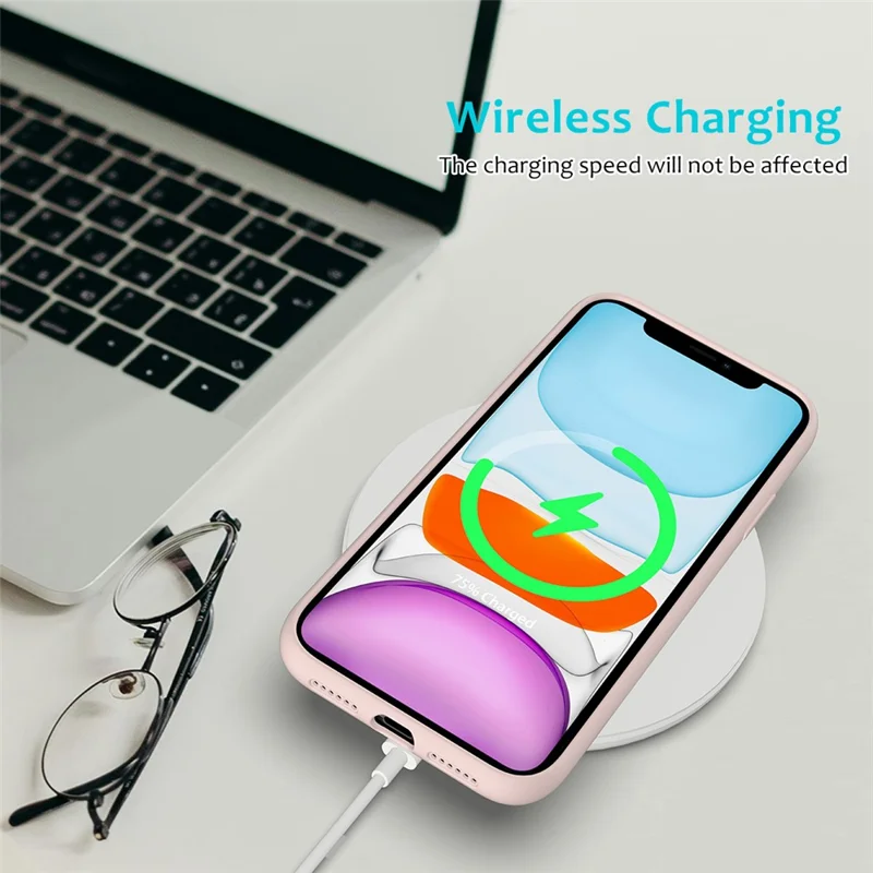 Anti-scratch Soft Liquid Silicone Phone Shell Mobile Phone Bag Case for iPhone 11 6.1 inch (2019) - Pink