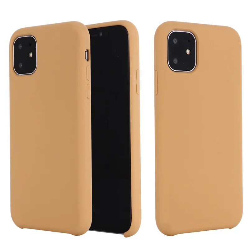 Anti-scratch Soft Liquid Silicone Phone Shell Mobile Phone Bag Case for iPhone 11 6.1 inch (2019) - Gold