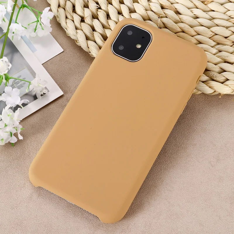 Anti-scratch Soft Liquid Silicone Phone Shell Mobile Phone Bag Case for iPhone 11 6.1 inch (2019) - Gold